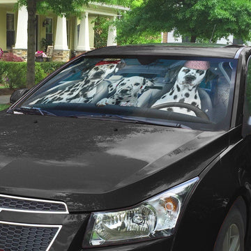 Gearhumans 3D Halloween Dalmatian Family Custom Car Auto Sunshade