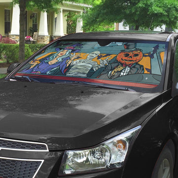 Gearhumans 3D Halloween Pop Art Custom Car Auto Sunshade