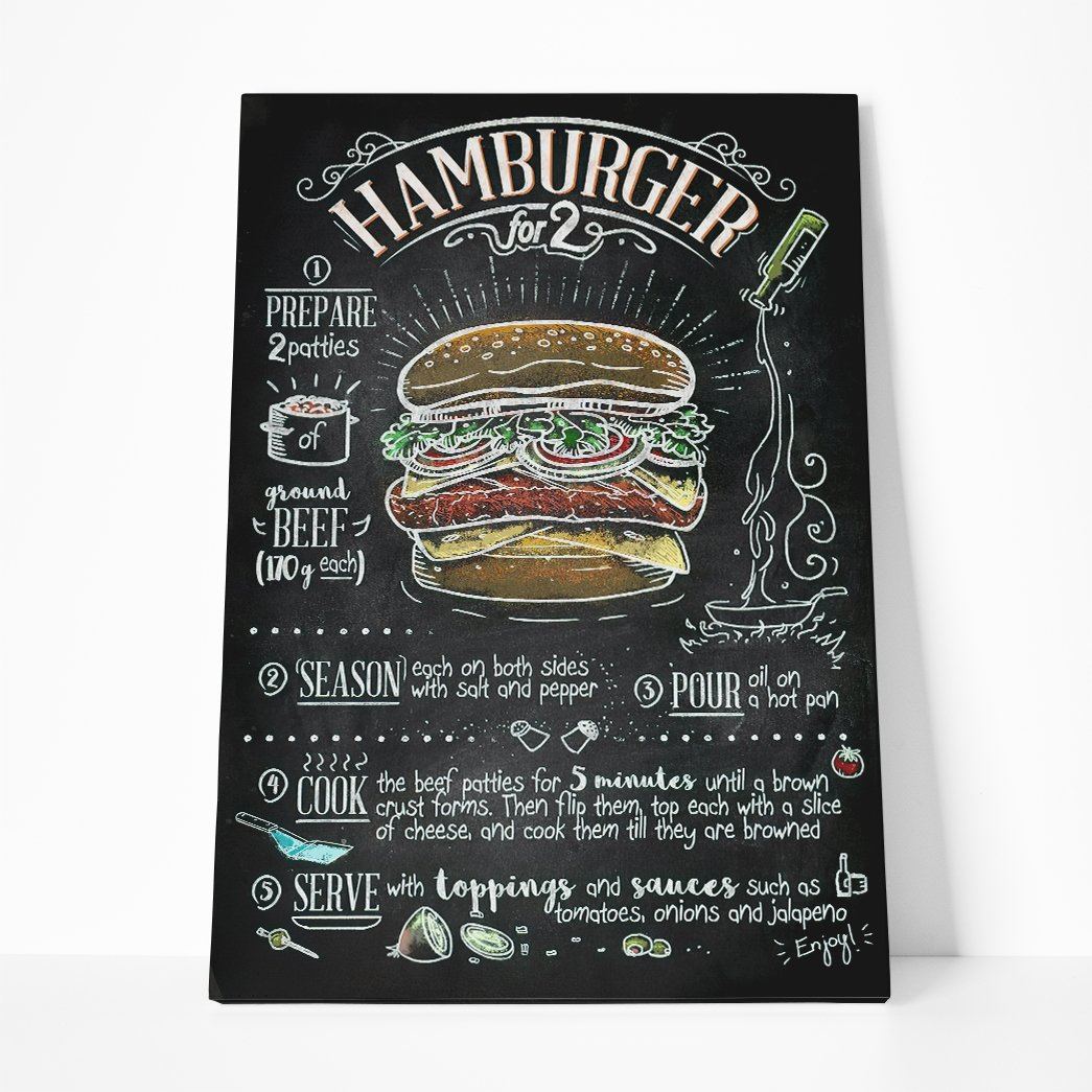 Gearhuman 3D Hamburger Recipe Canvas GK26021 Canvas 1 Piece Non Frame M