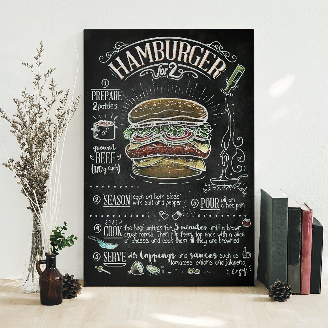 Gearhuman 3D Hamburger Recipe Canvas GK26021 Canvas