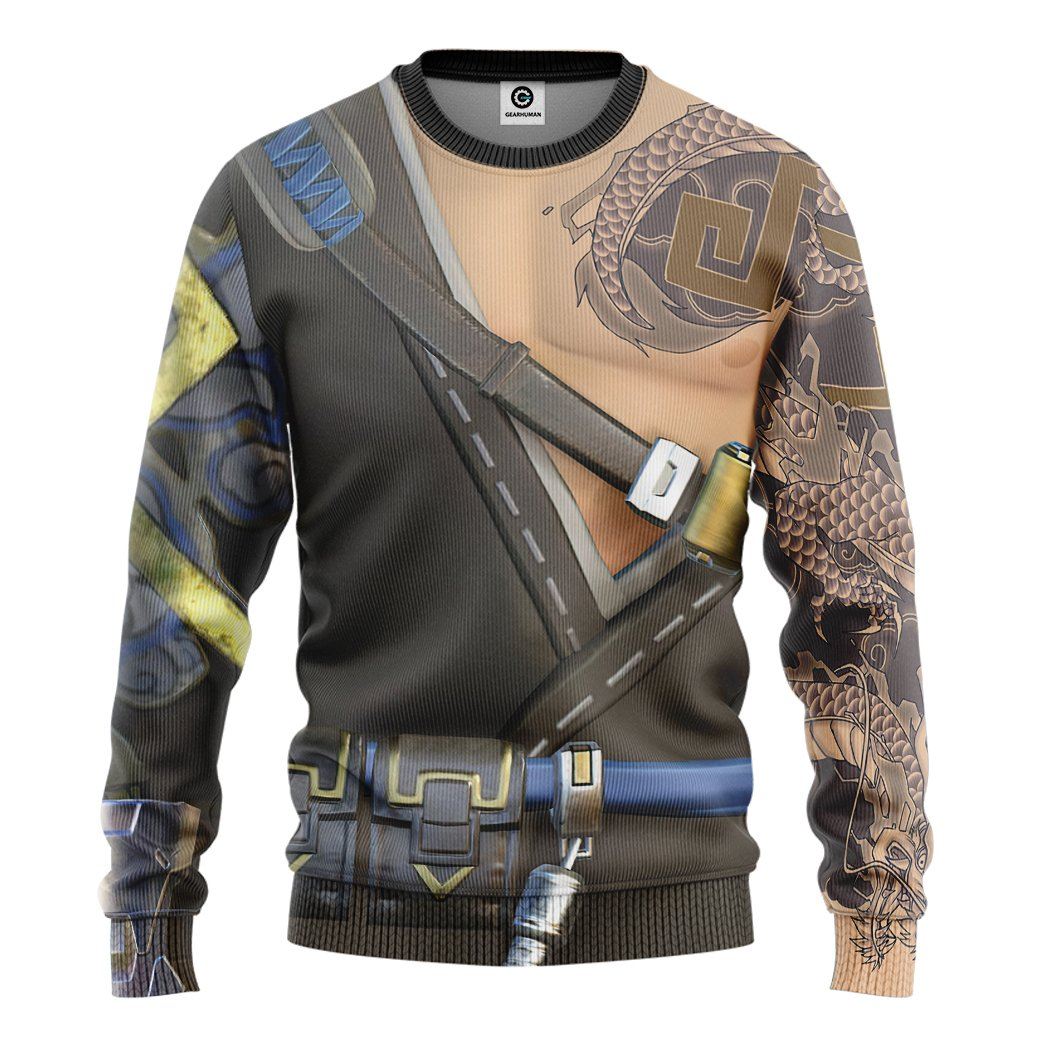 Gearhuman 3D Hanzo Overwatch Custom Tshirt Hoodie Appreal GK151217 3D Apparel Long Sleeve S 