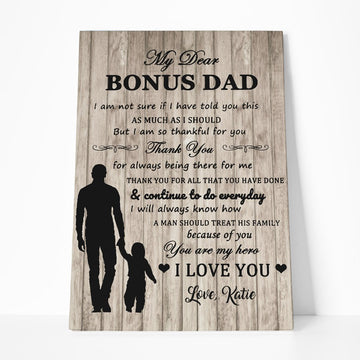 Gearhuman 3D Happy Fathers Day Gift My Dear Bonus Dad Custom Name Canvas