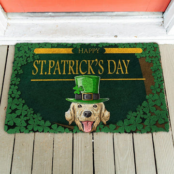 Gearhumans 3D Happy St Patrick Day Labrador Retriever Custom Doormat
