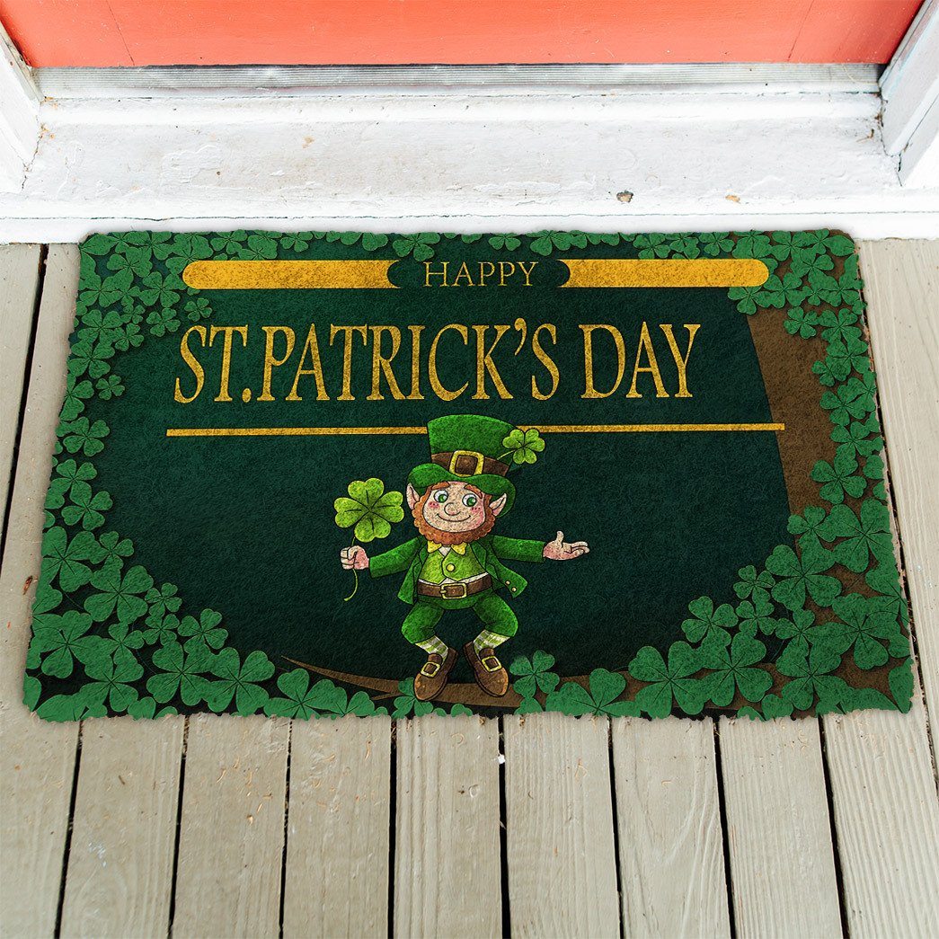 Gearhuman 3D Happy St Patrick Day Leprechaun Custom Doormat GW010216 Doormat