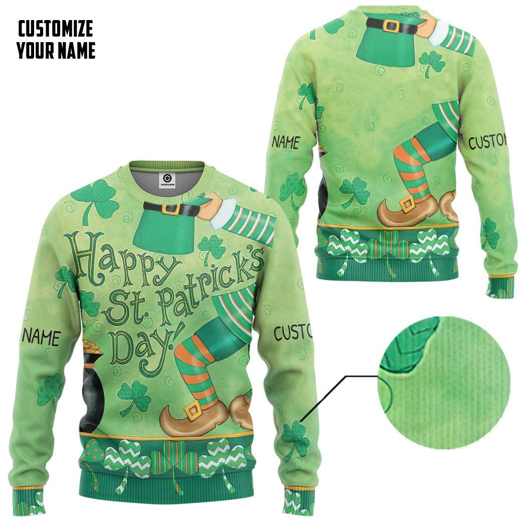 Gearhuman 3D Happy St Patrick's Day Custom Name Tshirt Hoodie Apparel GB01029 3D Apparel