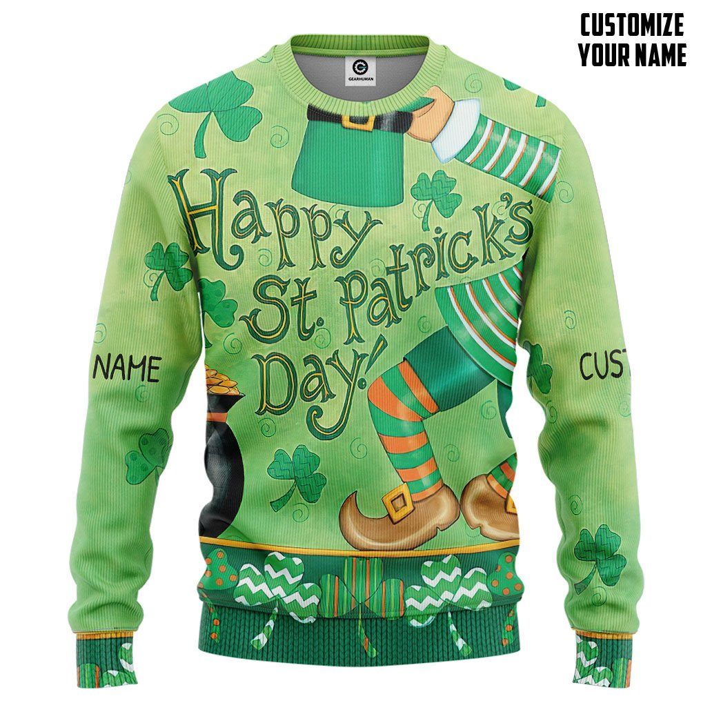 Gearhuman 3D Happy St Patrick's Day Custom Name Tshirt Hoodie Apparel GB01029 3D Apparel Long Sleeve S