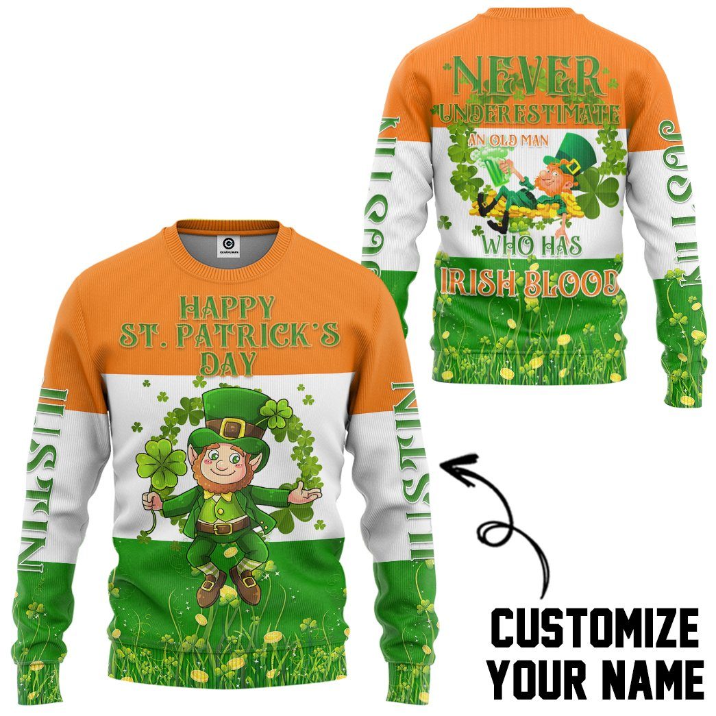 Personalised Name St Patrick's Day Jumper Printed Leprechaun Irish Personalised Name St Patrick's Day Jumper Printed Leprechaun Irish