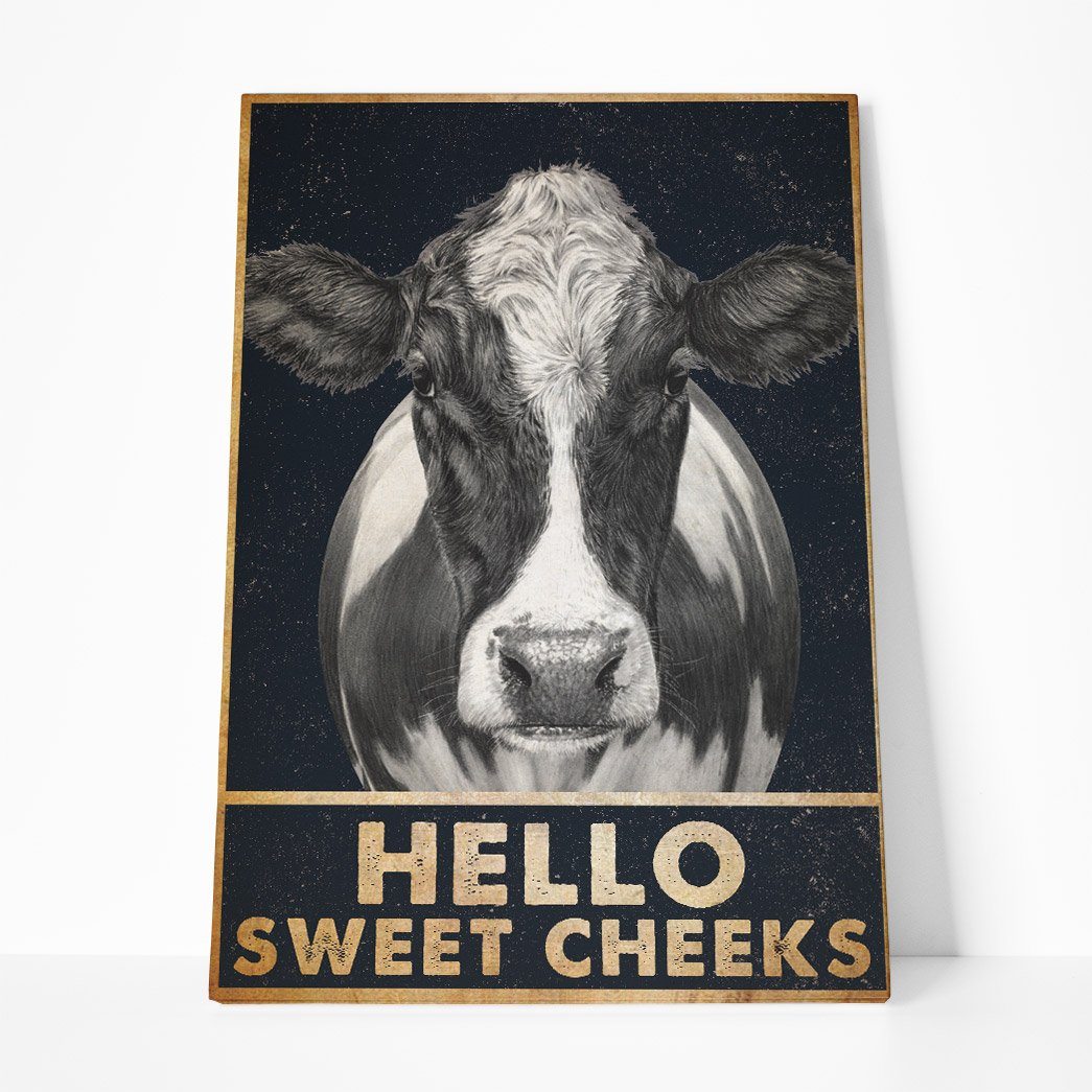 Gearhuman 3D Hello Sweet Cheeks Cow Canvas GB01036 Canvas 1 Piece Non Frame M