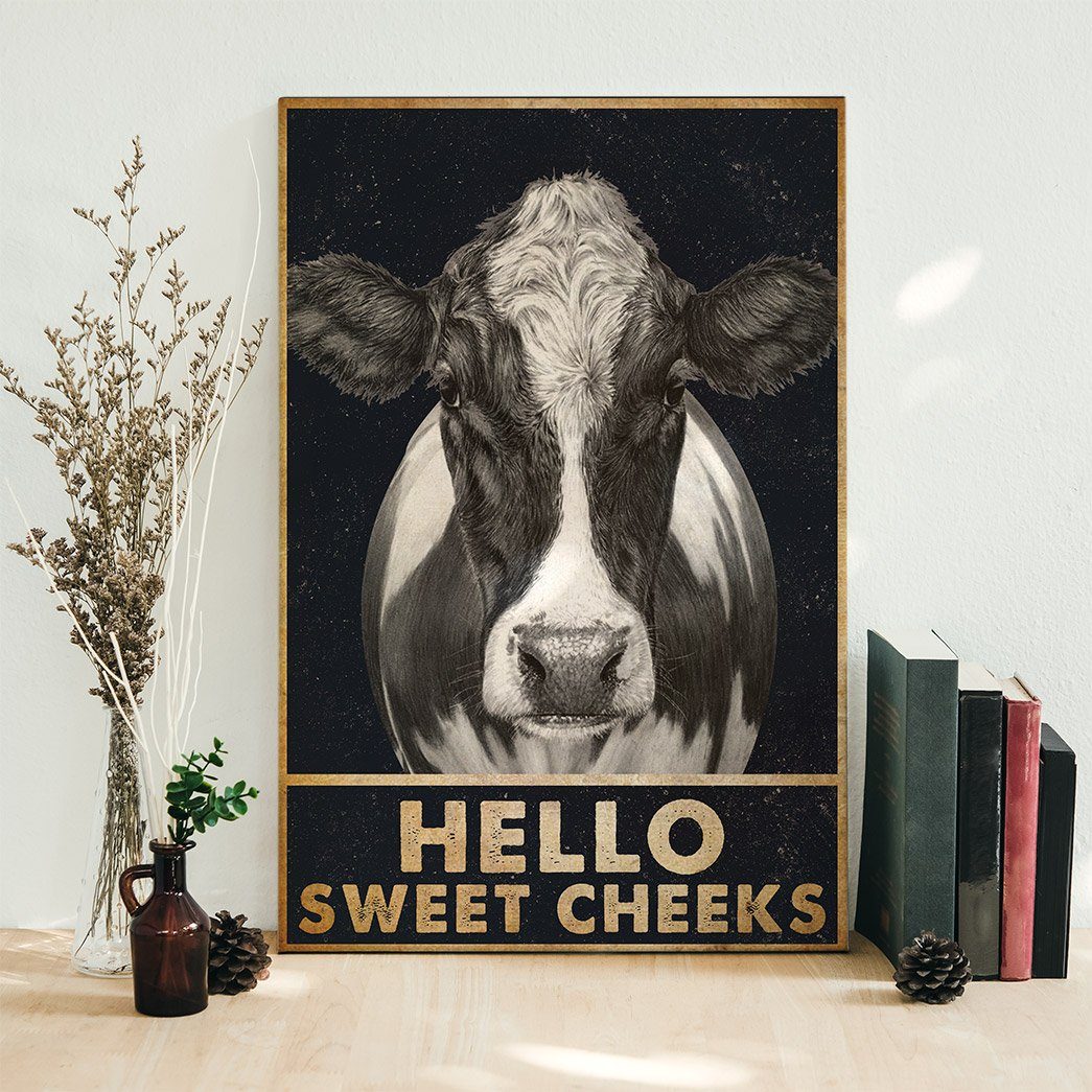 Gearhuman 3D Hello Sweet Cheeks Cow Canvas GB01036 Canvas