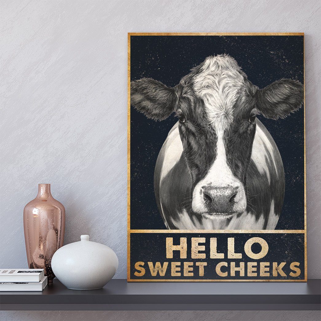 Gearhuman 3D Hello Sweet Cheeks Cow Canvas GB01036 Canvas