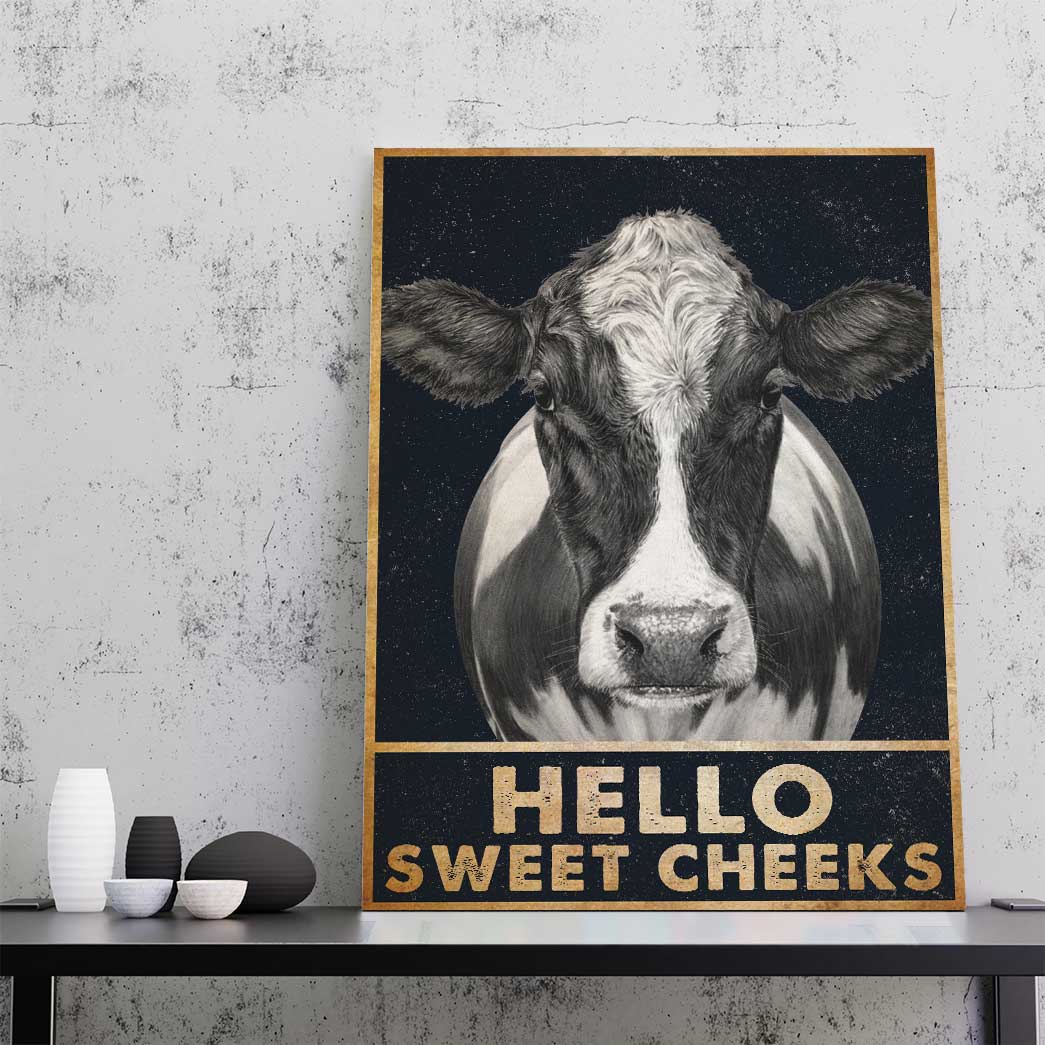 Gearhuman 3D Hello Sweet Cheeks Cow Canvas GB01036 Canvas