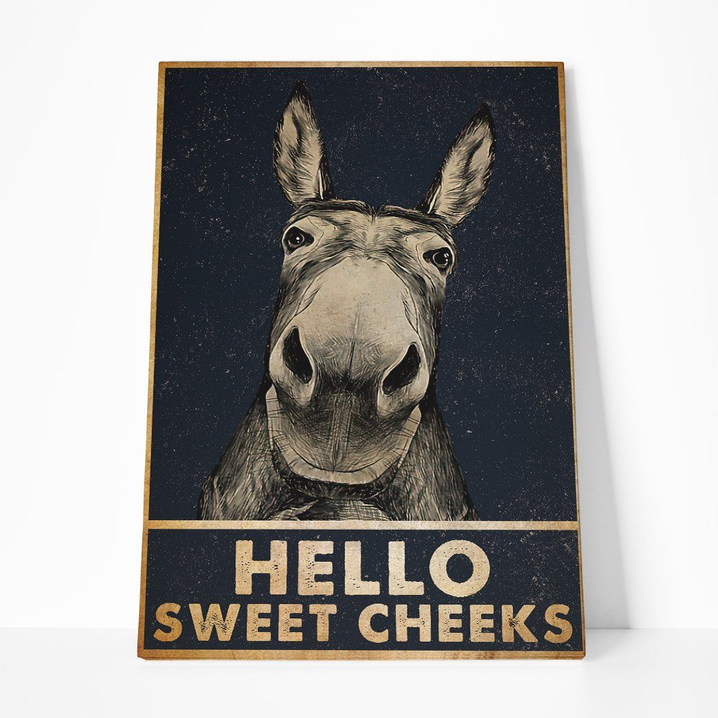 Gearhuman 3D Hello Sweet Cheeks Donkey Canvas GB01035 Canvas 1 Piece Non Frame M