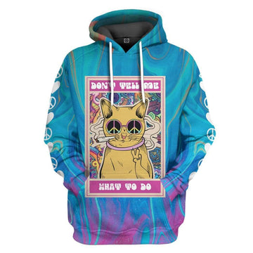 Gearhumans 3D Hippie Cat Custom Hoodie Apparel