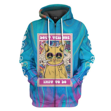 Gearhumans 3D Hippie Cat Custom Hoodie Apparel