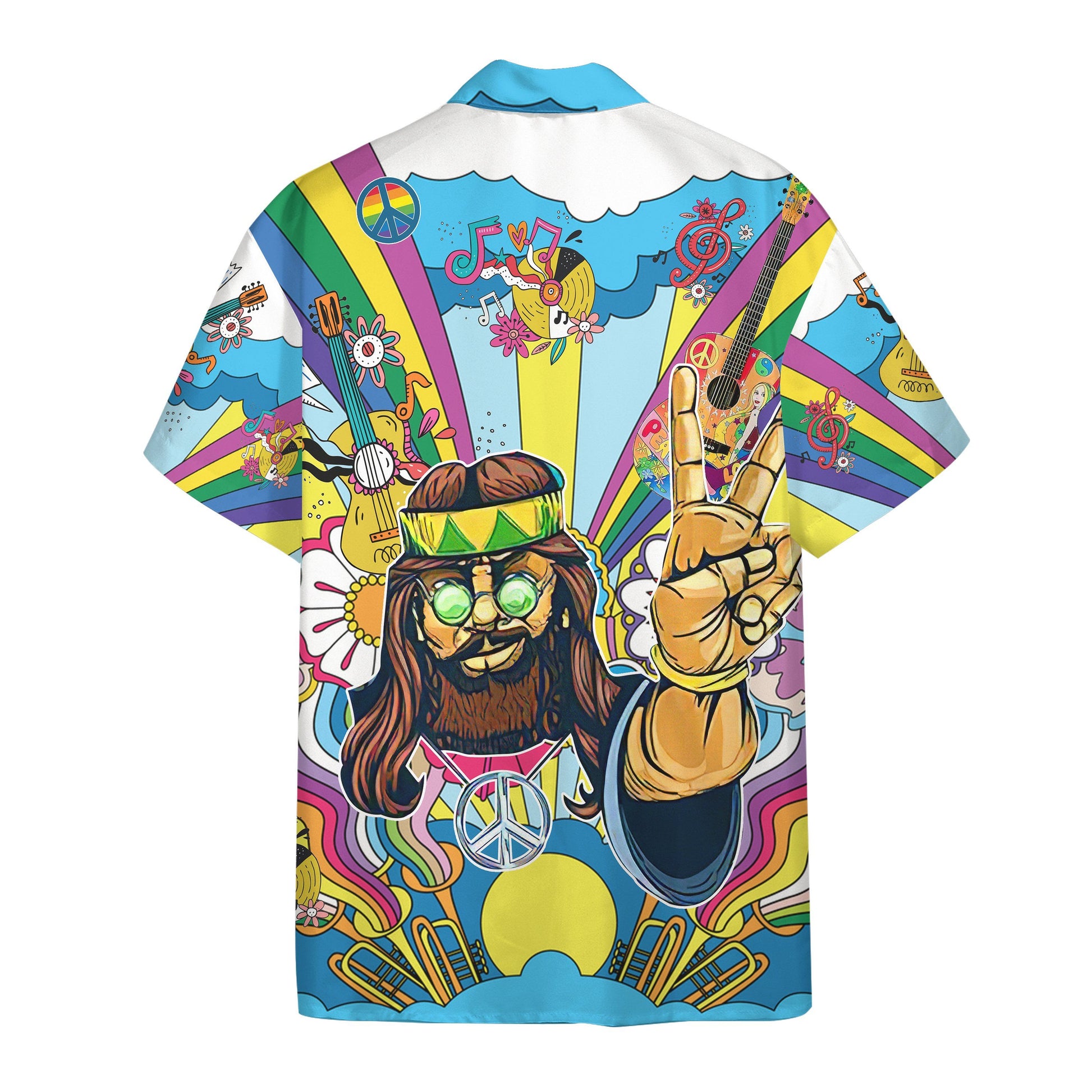 Gearhuman 3D Hippie Men With Guitar Custom Hawaii Shirt GS06072110 Hawai Shirt 