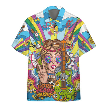 Gearhuman 3D Hippie Woman With Guitar Custom Hawaii Shirt GS06072111 Hawai Shirt Hawai Shirt S 