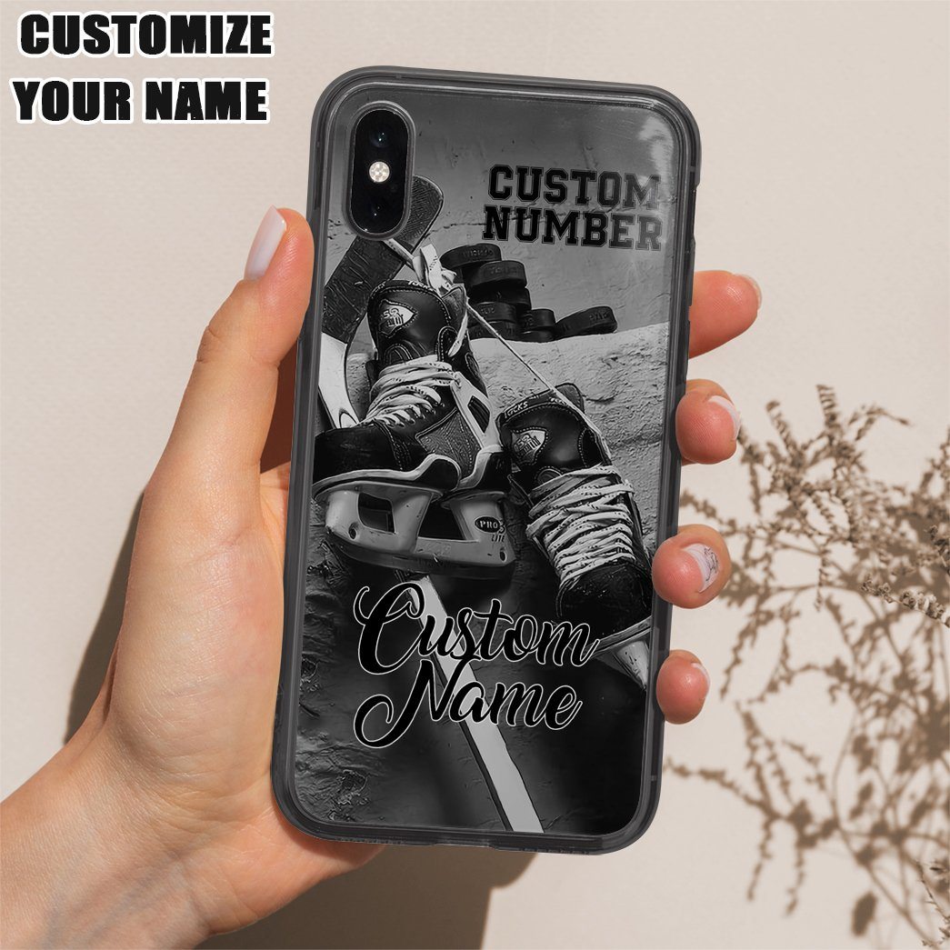 Gearhumans 3D Hockey Custom Name Glass Phone Case Cover Gearhumans 3D Hockey Custom Name Glass Phone Case Cover
