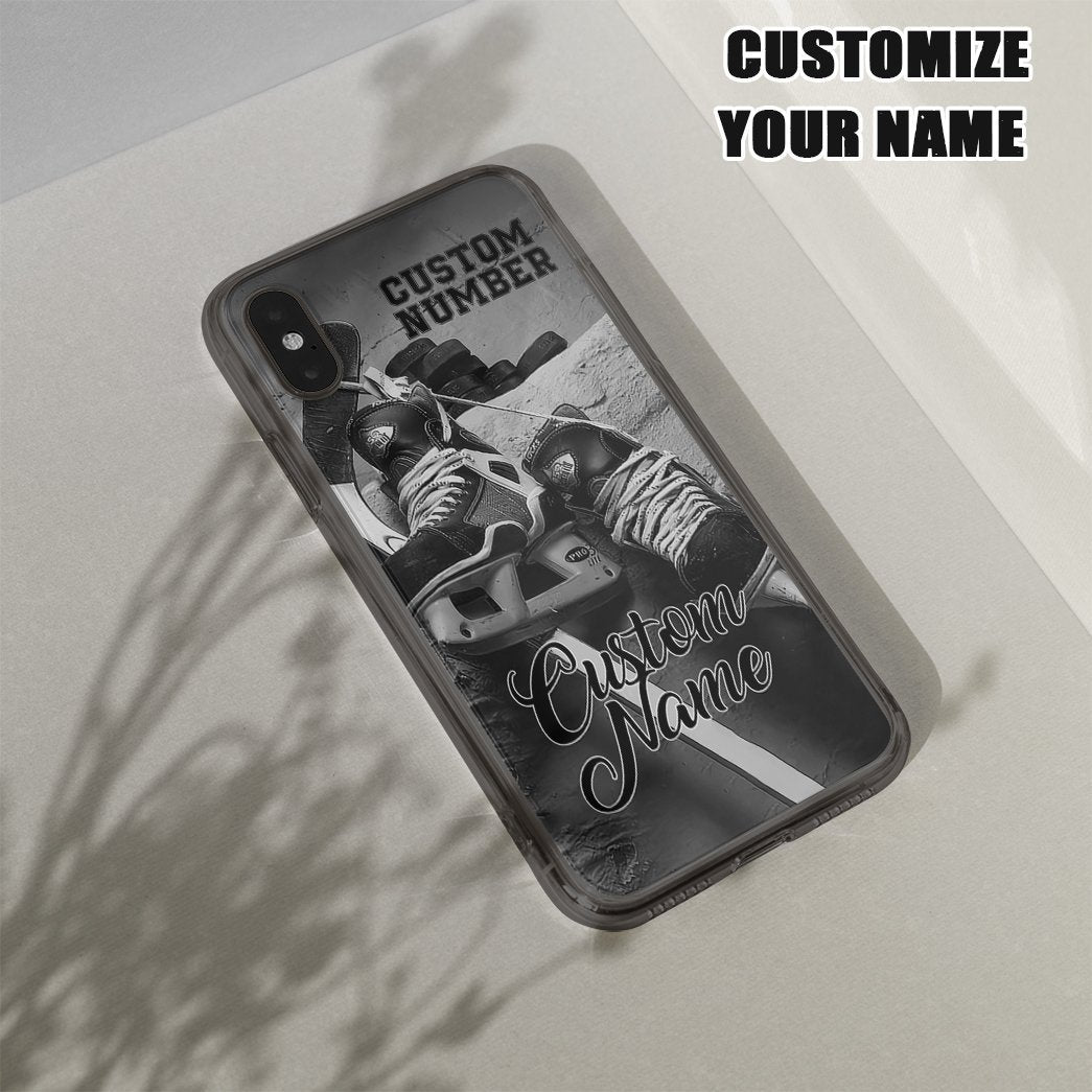 Gearhumans 3D Hockey Custom Name Glass Phone Case Cover Gearhumans 3D Hockey Custom Name Glass Phone Case Cover