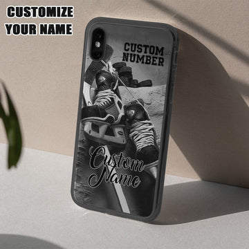 Gearhumans 3D Hockey Custom Name Glass Phone Case Cover