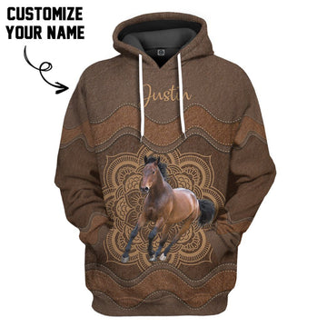 Gearhumans 3D Horse Leather Custom Name Tshirt Hoodie Apparel