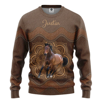 Gearhumans 3D Horse Leather Custom Name Tshirt Hoodie Apparel