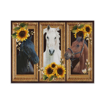 Gearhumans 3D Horse Sunflower Custom Canvas