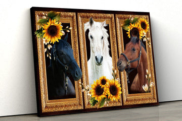 Gearhumans 3D Horse Sunflower Custom Canvas