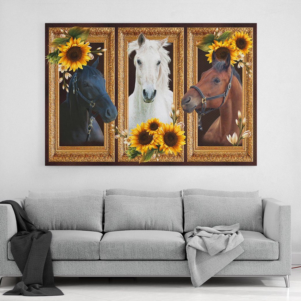 Gearhuman 3D Horse Sunflower Custom Canvas GB230216 Canvas