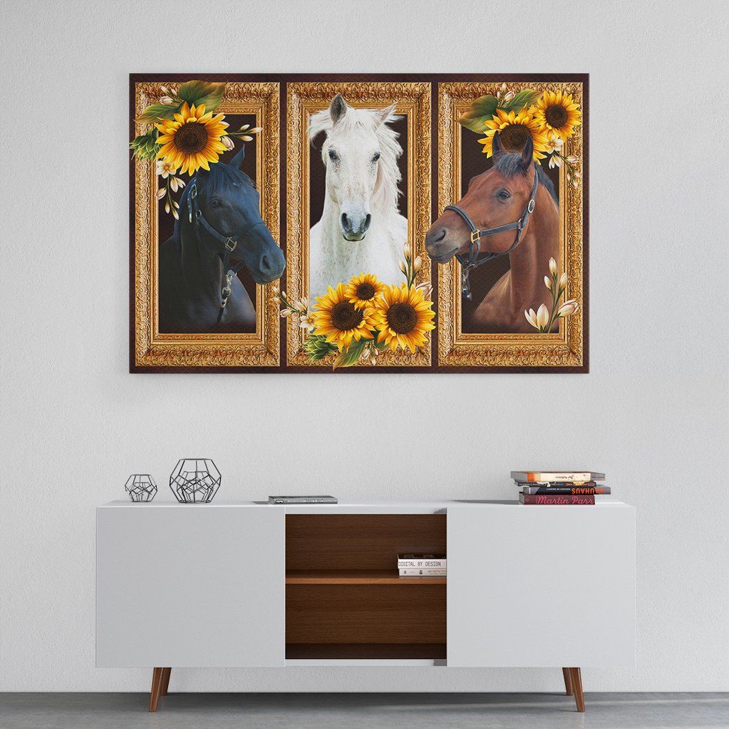 Gearhuman 3D Horse Sunflower Custom Canvas GB230216 Canvas