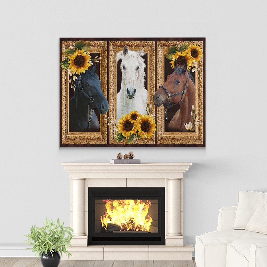 Gearhuman 3D Horse Sunflower Custom Canvas GB230216 Canvas