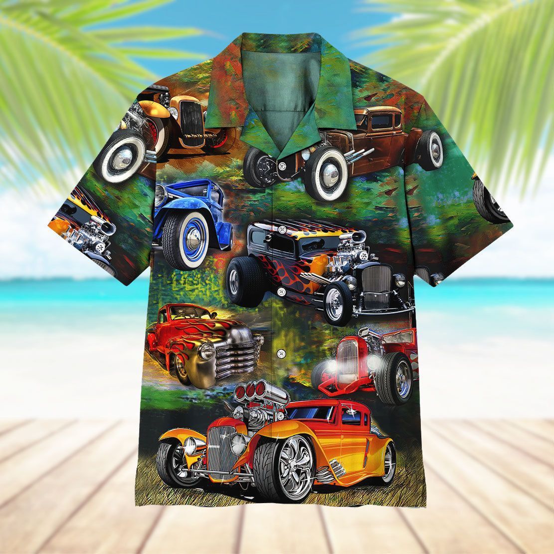 Gearhuman 3D Hot Rod Awesome Hawaii Shirt ZK17062113 Short Sleeve Shirt 