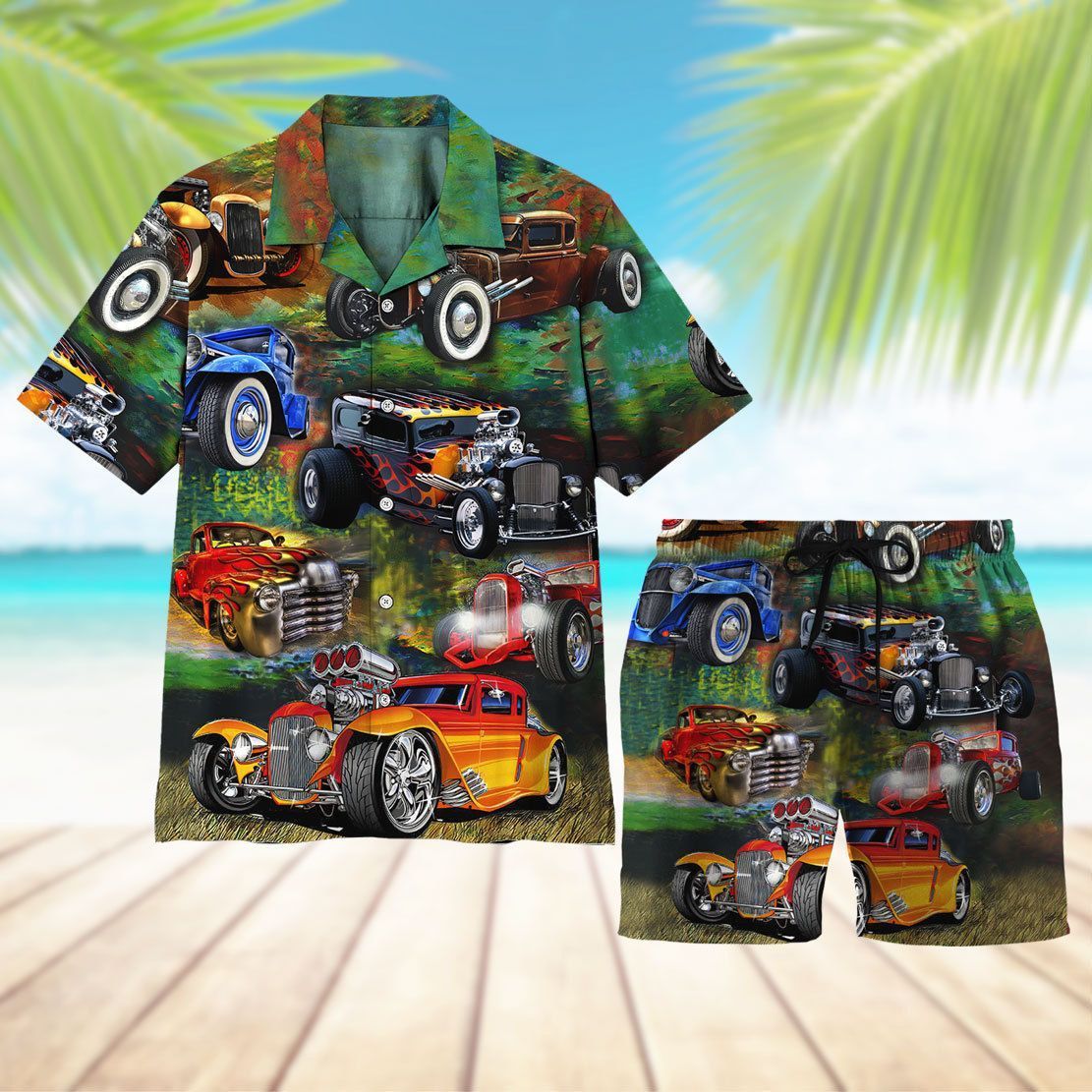 Gearhuman 3D Hot Rod Awesome Hawaii Shirt ZK17062113 Short Sleeve Shirt 