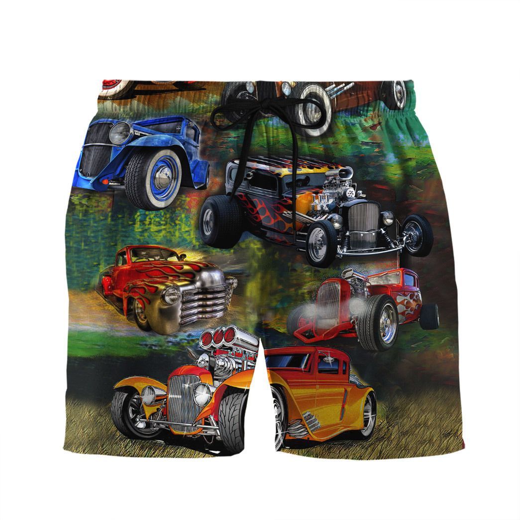 Gearhuman 3D Hot Rod Awesome Shorts ZK17062114 Men Shorts Beach Shorts S 