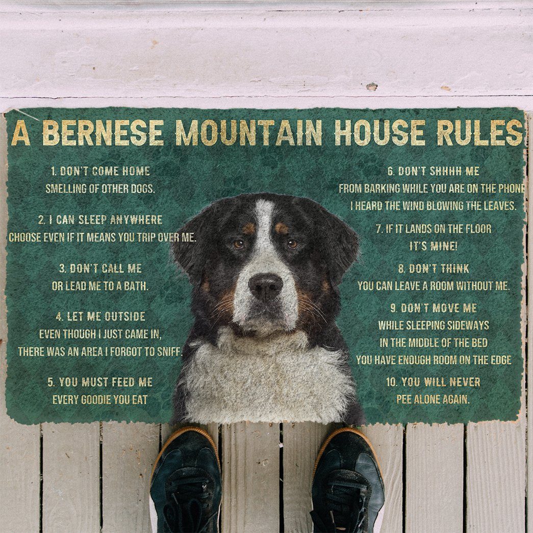 Gearhuman 3D House Rules Bernese Mountain Dog Doormat GV180210 Doormat