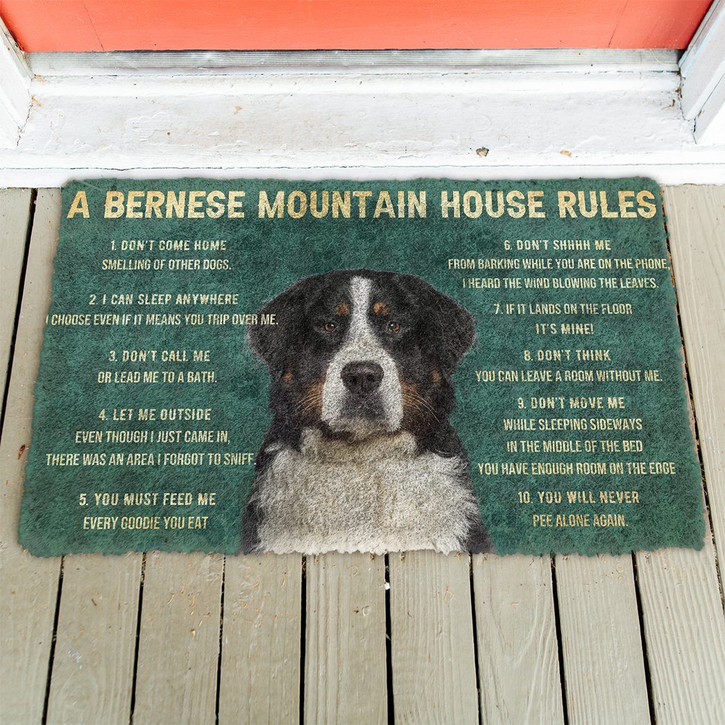 Gearhuman 3D House Rules Bernese Mountain Dog Doormat GV180210 Doormat