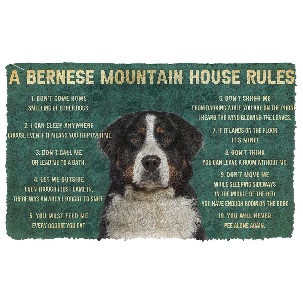 Gearhuman 3D House Rules Bernese Mountain Dog Doormat GV180210 Doormat Doormat S(15,8''x23,6'')
