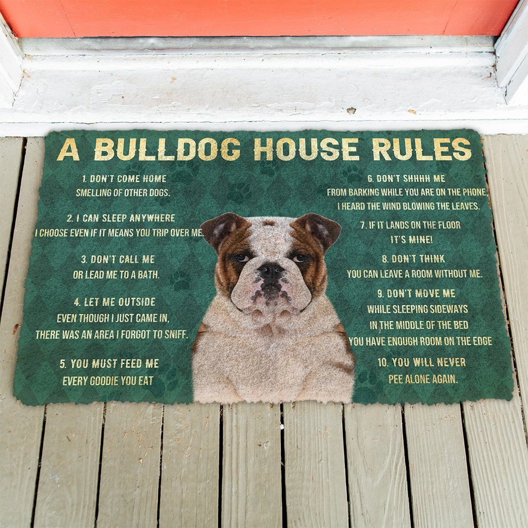 Gearhuman 3D House Rules Bulldog Dog Doormat GV18028 Doormat