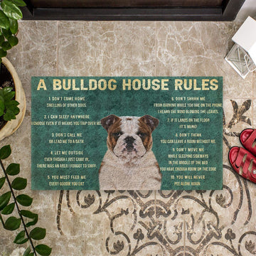Gearhumans 3D House Rules Bulldog Dog Doormat