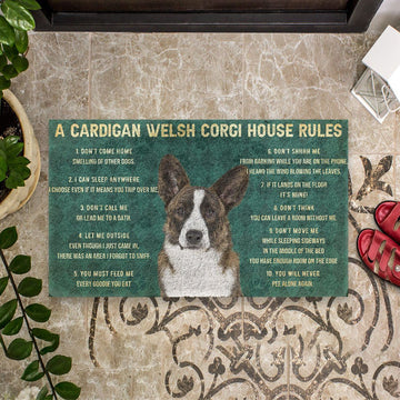 Gearhuman 3D House Rules Cardigan Welsh Corgi Dog Doormat GV180213 Doormat