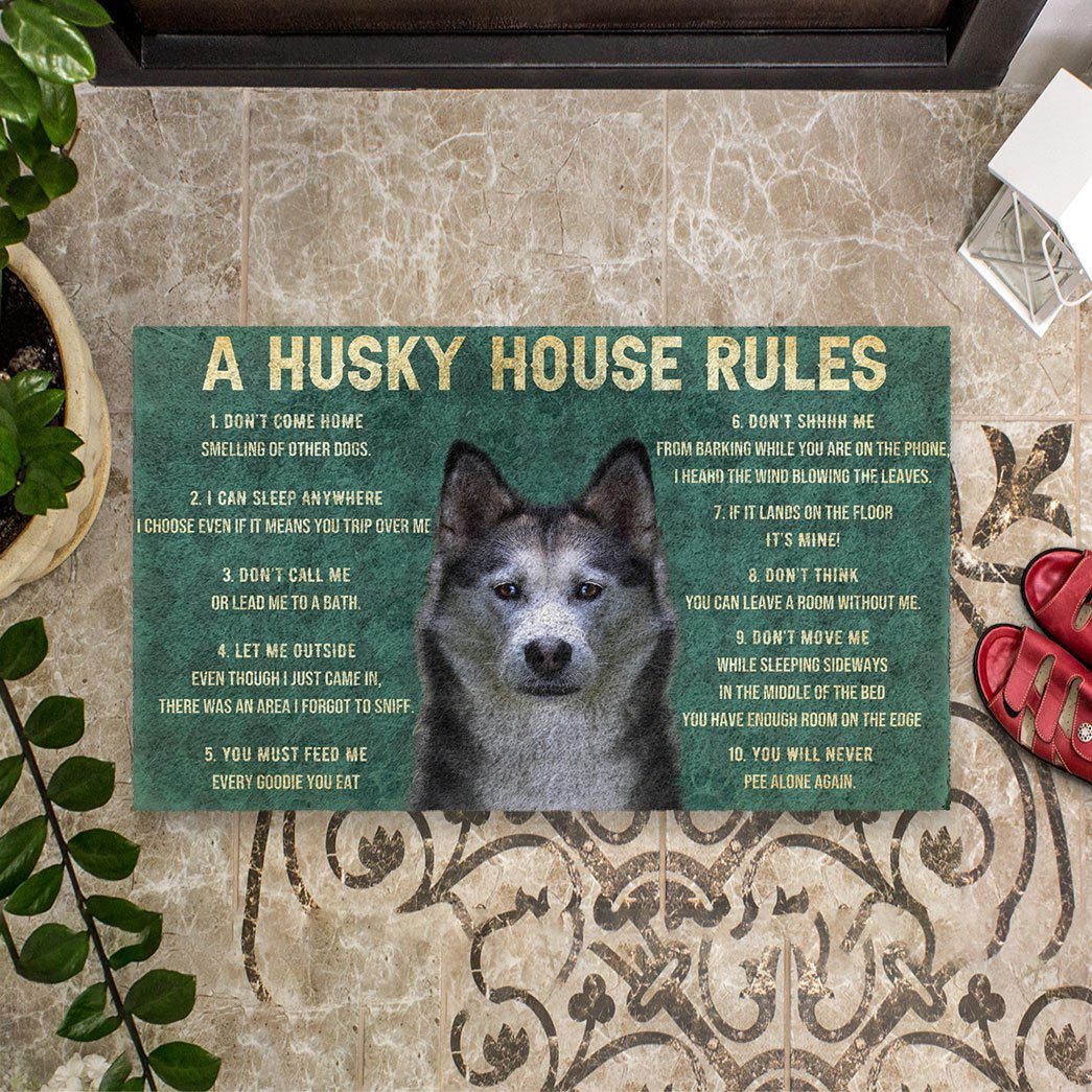 Gearhuman 3D House Rules Husky Dog Doormat GV18026 Doormat