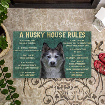 Gearhumans 3D House Rules Husky Dog Doormat