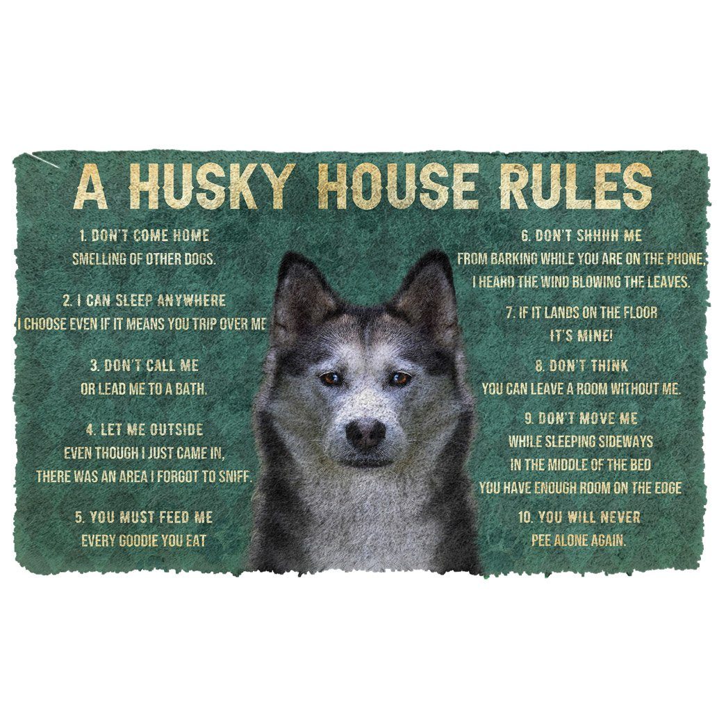 Gearhuman 3D House Rules Husky Dog Doormat GV18026 Doormat Doormat S(15,8''x23,6'')