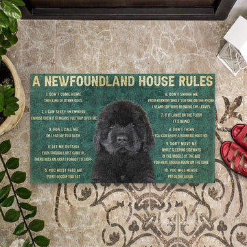 Gearhumans 3D House Rules Newfoundland Dog Doormat