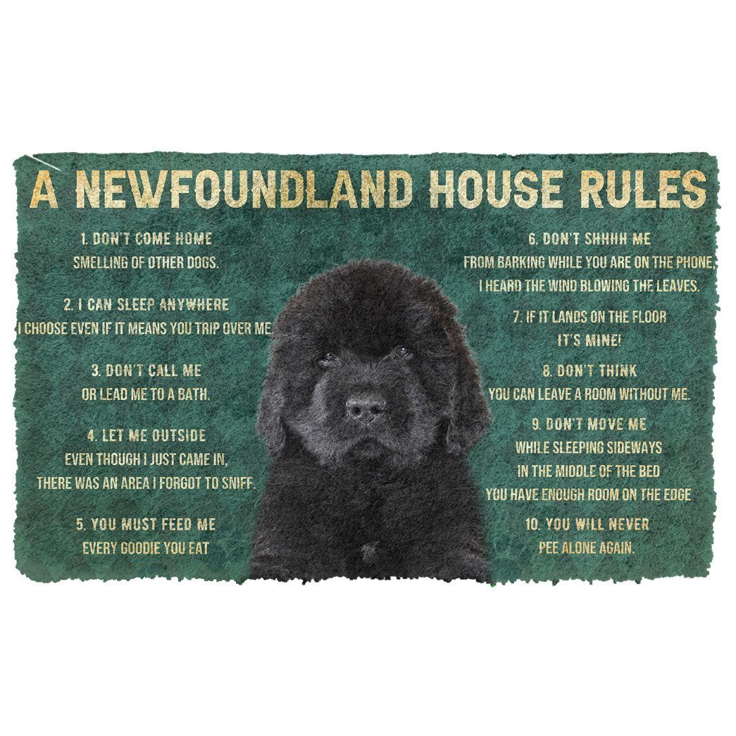 Gearhuman 3D House Rules Newfoundland Dog Doormat GV18025 Doormat Doormat S(15,8''x23,6'')