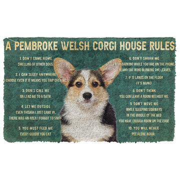 Gearhuman 3D House Rules Pembroke Welsh Corgi Dog Doormat GV18029 Doormat Doormat S(15,8''x23,6'')