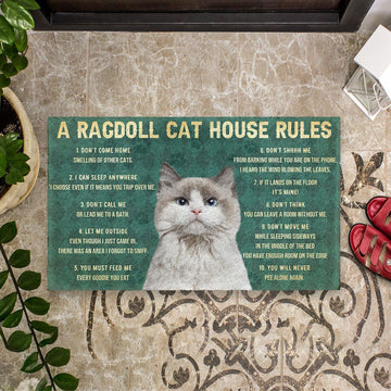Gearhumans 3D House Rules Ragdoll Cat Doormat