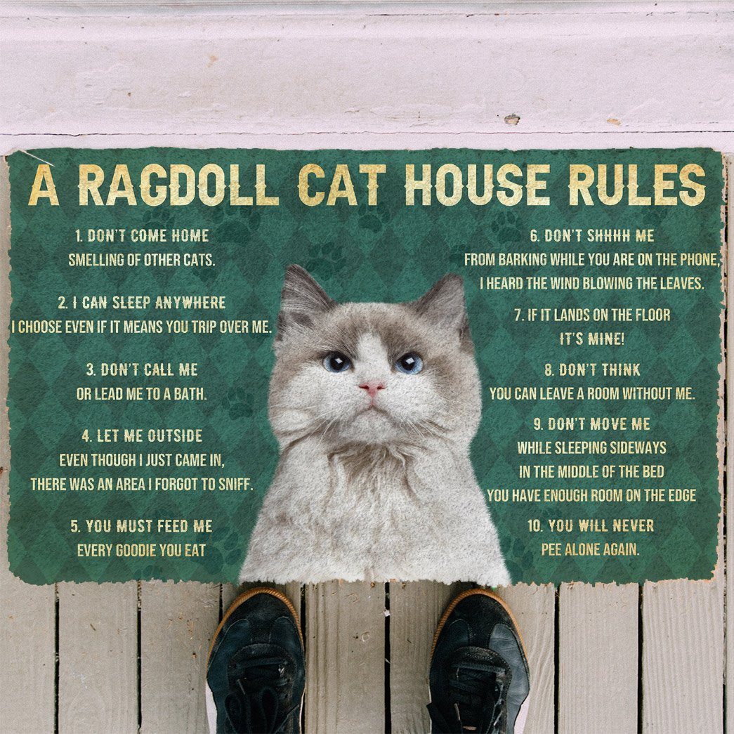 Gearhuman 3D House Rules Ragdoll Cat Doormat GV18022 Doormat
