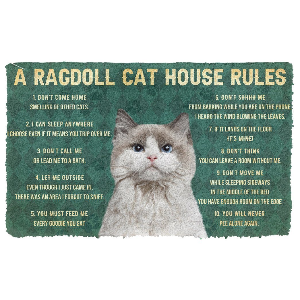 Gearhuman 3D House Rules Ragdoll Cat Doormat GV18022 Doormat Doormat S(15,8''x23,6'')