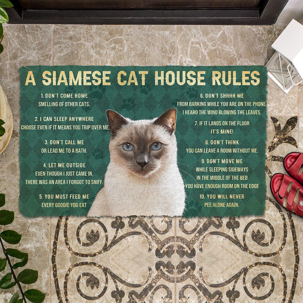 Gearhuman 3D House Rules Siamese Cat Doormat GV18023 Doormat