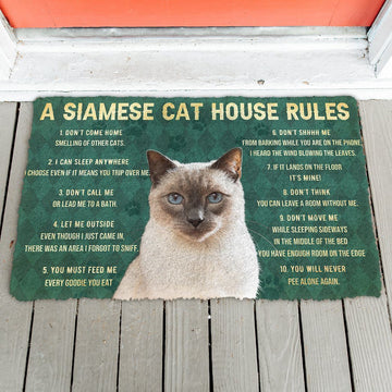 Gearhumans 3D House Rules Siamese Cat Doormat
